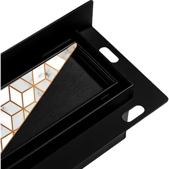 Odvodňovací žlab BPS-koupelny Nástěnný odtokový žlab 2in1 DL04-MURAL HYD-6137 80 cm, černý