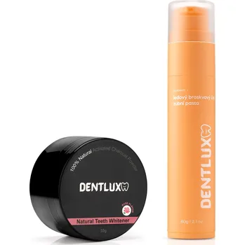 zubní pasta Dentlux bělící pudr na zuby + ochucená zubní pasta Růže / Ledový broskvový čaj