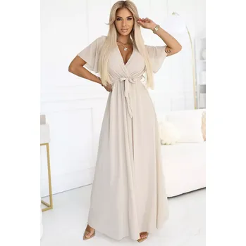 Dámské šaty 545-3 Dlouhé šaty se skládaným výstřihem a kosticemi - BEACH UNI