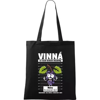 Nákupní taška Vinná réva odsouzena Rulandské bílé - Taška bavlněná - 42 x 38 cm ( Černá )