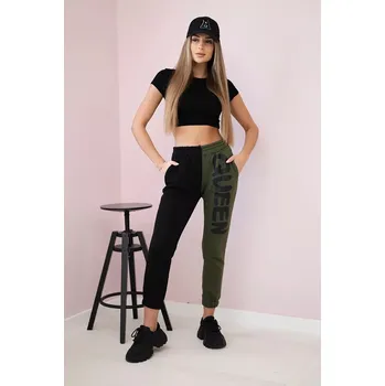 Dámské tepláky s nápisem QUEEN khaki UNI