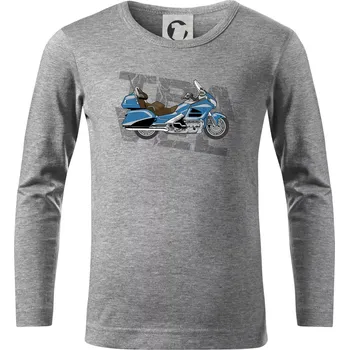 Chlapecké tričko Cestovní motorka Amerika modrá - Triko dětské Long Sleeve - 104-110cm / 3-4 roky ( Tmavě šedý melír )