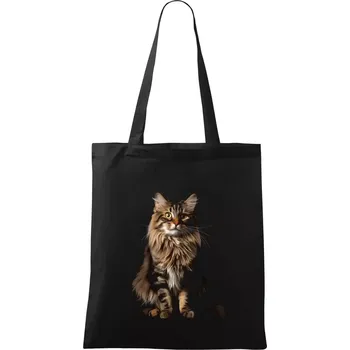 Sibiřská kočka černá fotka - Taška bavlněná - 42 x 38 cm ( Černá )