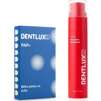 Přípravek na bělení zubů Dentlux PAP+ Bělící pásky na zuby + ochucená zubní pasta Red velvet