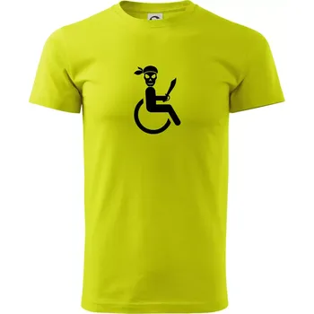 Pánské tričko Pirát vozíčkář - Klasické pánské triko vyšší gramáže - S ( Limetková )