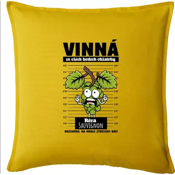 Polštář Vinná réva odsouzena Sauvignon - Polštář 50x50 - 50x50 - Pouze potah ( Žlutá )