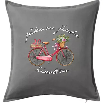 Polštář Pěknou jízdu životem 20 - Polštář 50x50 - 50x50 - Včetně výplně ( Tmavě šedý melír )