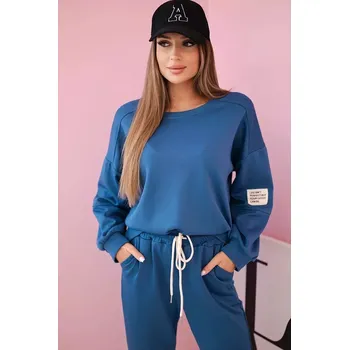 Komplet teplákové + kalhoty máslová látka denim UNI