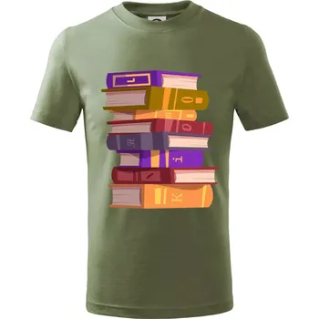 Chlapecké oblečení Knihomol stojící knihy - Tričko dětské bavlněné - 146 cm/10 let ( Khaki )