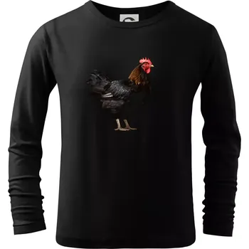 Chlapecké tričko Slepice z boku černá fotka - Triko dětské Long Sleeve - 122 cm/6 let ( Černá )