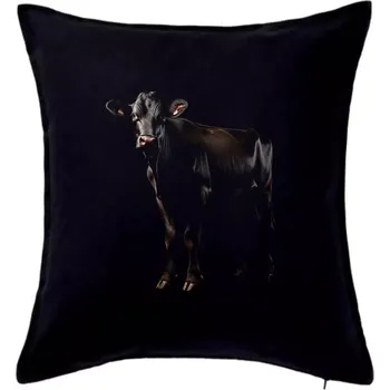 Polštář Černá kráva černá fotka - Polštář 50x50 - 50x50 - Pouze potah ( Černá )