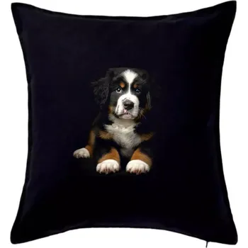 Polštář Bernský salašnický pes štěně černá fotka - Polštář 50x50 - 50x50 - Pouze potah ( Černá )