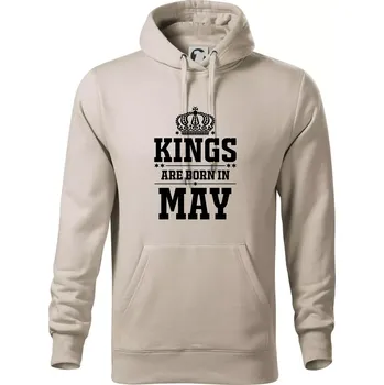 Pánská mikina Kings are born in May - Mikina pánská Cape s kapucí - 4XL ( Ledově šedá )