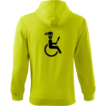 Pánská mikina Pirát vozíčkář - Mikina s kapucí na zip trendy zipper - L ( Limetková )