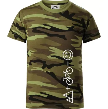 Hory kolo úsměv - Dětské maskáčové triko - 122 cm/6 let ( Zelený maskáč )