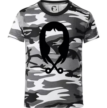 Chlapecké tričko Dámská kadeřnice - Dětské maskáčové triko - 122 cm/6 let ( Šedý maskáč )