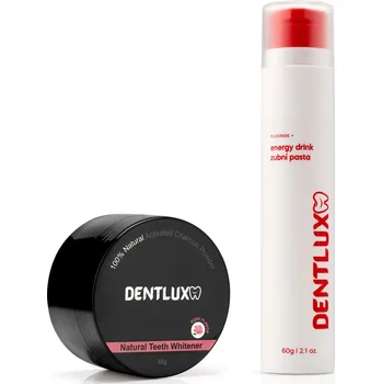 zubní pasta Dentlux bělící pudr na zuby + ochucená zubní pasta Růže / Energy drink