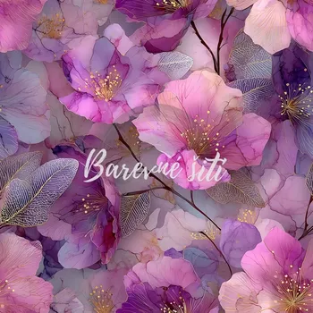 Venezia, Mramorové fialkovorůžové květy (E)** (Polyesterový úplet Venezia)