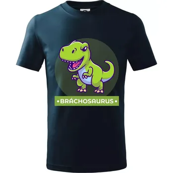 Chlapecké tričko Dinosauří rodina - brácha - Tričko dětské bavlněné - 134 cm/8 let ( Námořní modrá (velmi tmavá - téměř černá) )