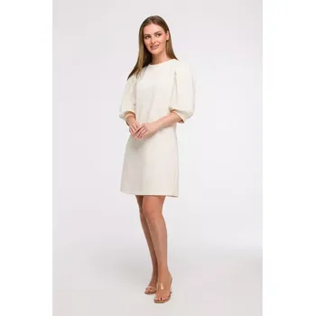 Dámské šaty B291 Šaty áčkového střihu s pouzdrovými rukávy - vanilka EU 2XL/3XL