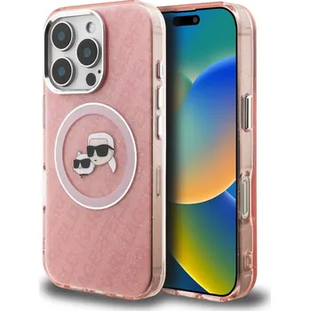 Náhradní kryt pro mobilní telefon Karl Lagerfeld IML K&CH Heads Repeated Logo MagSafe zadní kryt pro iPhone 16 Pro Pink