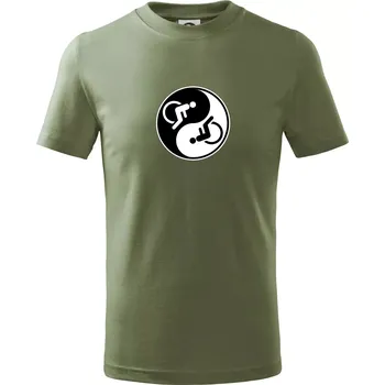 Jin jang vozíčkář - Tričko dětské bavlněné - 158 cm/12 let ( Khaki )