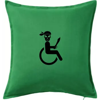 Polštář Pirát vozíčkář - Polštář 50x50 - 50x50 - Pouze potah ( Středně zelená )