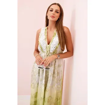 Dámské šaty Dámské viskózové šaty s výšivkou oliva UNI