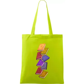 Knihomol letící knihy - Taška bavlněná - 42 x 38 cm ( Limetková )