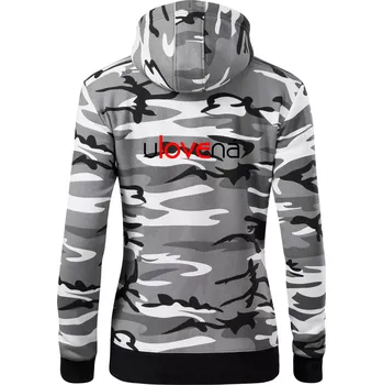 Dámská mikina Ulovená a ulovený - Dámská mikina trendy zipper s kapucí - XS ( Šedý maskáč )