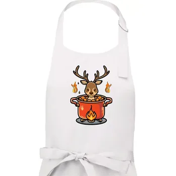 Kuchyňská zástěra Hrnec s jelenem - Pánská zástěra na vaření - Univerzální velikost ( Bílá )