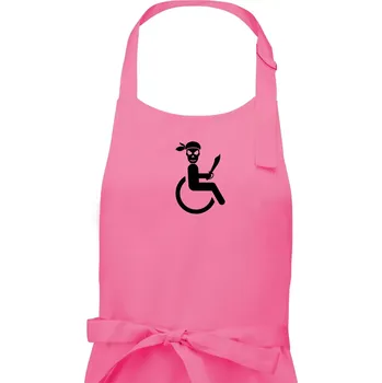 Kuchyňská zástěra Pirát vozíčkář - Dámská zástěra na vaření - Univerzální velikost ( Růžová )