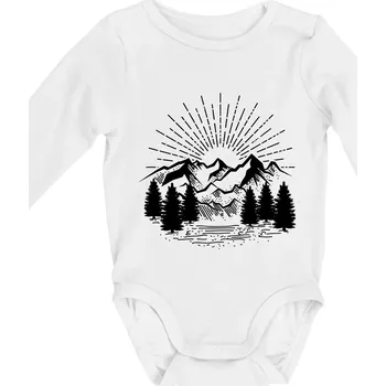 Hory a les - Body kojenecké s dlouhým rukávem - Dlouhý r. do 3 měs ( Bílá )