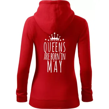 Dámská mikina Queens are born in May - Dámská mikina trendy zipper s kapucí - XS ( Červená )