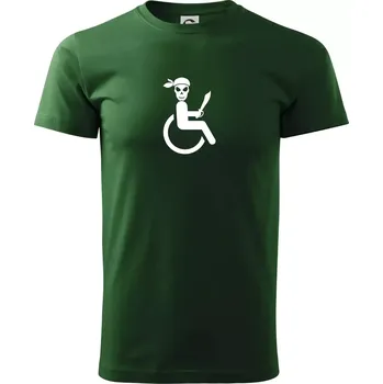Pirát vozíčkář - Triko extra velké (5-8XL) - 8XL ( Lahvově zelená )