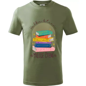 Holka, která miluje čtení - Tričko dětské bavlněné - 104-110cm / 3-4 roky ( Khaki )