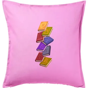 Polštář Knihomol letící knihy - Polštář 50x50 - 50x50 - Pouze potah ( Růžová )