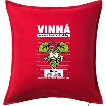 Polštář Vinná réva odsouzena Sauvignon - Polštář 50x50 - 50x50 - Pouze potah ( Červená )