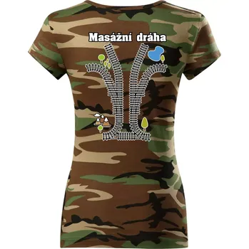 Dámské tričko Masážní dráha - Dámské maskáčové triko - XS ( Hnědý maskáč )