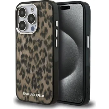 Náhradní kryt pro mobilní telefon Karl Lagerfeld IML Leopard MagSafe zadní kryt pro iPhone 15 Pro Brown