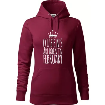 Dámská mikina Queens are born in February - Mikina dámská Cape s kapucí - XS ( Garnet )