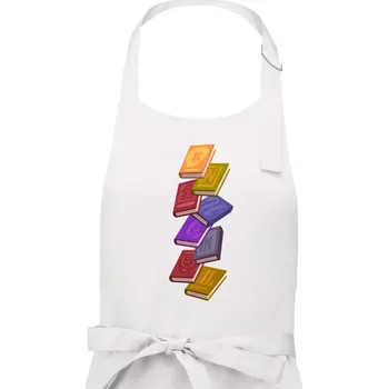 Kuchyňská zástěra Knihomol letící knihy - Pánská zástěra na vaření - Univerzální velikost ( Bílá )