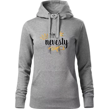 Dámská mikina Tým nevěsty princezna - zlatý potisk - Mikina dámská Cape s kapucí - L ( Tmavě šedý melír )