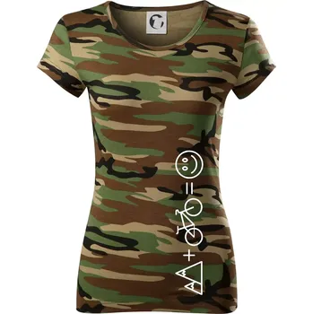 Dámské tričko Hory kolo úsměv - Dámské maskáčové triko - M ( Hnědý maskáč )