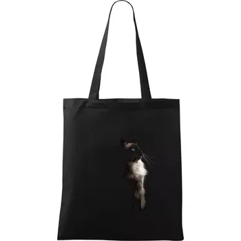 Nákupní taška Ragdoll z boku černá fotka - Taška bavlněná - 42 x 38 cm ( Černá )
