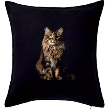 Polštář Sibiřská kočka černá fotka - Polštář 50x50 - 50x50 - Pouze potah ( Černá )