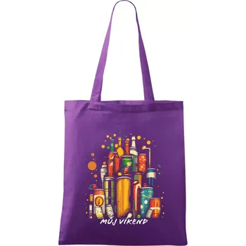Plechovky piva - můj víkend - Taška bavlněná - 42 x 38 cm ( Fialová )