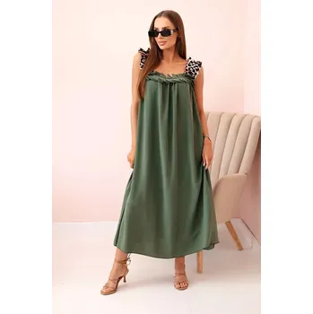 Dámské šaty Dámské šaty s ramínky s leopardím potiskem khaki UNI