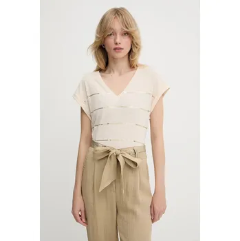 Dámské tričko Tričko s příměsí lnu Morgan DORIANE béžová 02X, vel. S