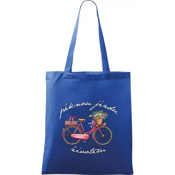 Nákupní taška Pěknou jízdu životem 20 - Taška bavlněná - 42 x 38 cm ( Královská modrá )